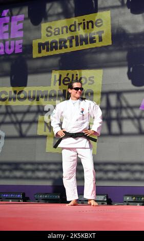 Sandrine Martinet, französische Handsport-Judokate während des ersten Paralympischen Tages, der am Samstag, den 8. Oktober 2022, auf dem Bastille-Platz in Paris organisiert wurde. Foto von Tomas Stevens/ABACAPRESS.COM Stockfoto