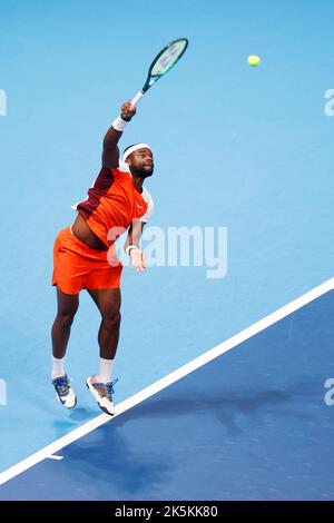 Tokio, Japan. 9. Oktober 2022. Frances TIAFOE (USA) steht im Einzel-Finale bei den Rakuten Japan Open Tennis Championships 2022 im Ariake Coliseum gegen Taylor FRITZ (USA). Das Turnier findet vom 1. Bis 9. Oktober statt. (Bild: © Rodrigo Reyes Marin/ZUMA Press Wire) Bild: ZUMA Press, Inc./Alamy Live News Stockfoto