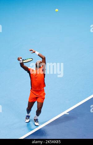 Tokio, Japan. 9. Oktober 2022. Frances TIAFOE (USA) steht im Einzel-Finale bei den Rakuten Japan Open Tennis Championships 2022 im Ariake Coliseum gegen Taylor FRITZ (USA). Das Turnier findet vom 1. Bis 9. Oktober statt. (Bild: © Rodrigo Reyes Marin/ZUMA Press Wire) Bild: ZUMA Press, Inc./Alamy Live News Stockfoto