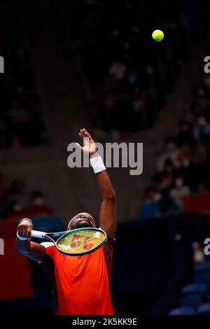 Tokio, Japan. 9. Oktober 2022. Frances TIAFOE (USA) steht im Einzel-Finale bei den Rakuten Japan Open Tennis Championships 2022 im Ariake Coliseum gegen Taylor FRITZ (USA). Das Turnier findet vom 1. Bis 9. Oktober statt. (Bild: © Rodrigo Reyes Marin/ZUMA Press Wire) Bild: ZUMA Press, Inc./Alamy Live News Stockfoto