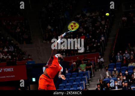 Tokio, Japan. 9. Oktober 2022. Frances TIAFOE (USA) steht im Einzel-Finale bei den Rakuten Japan Open Tennis Championships 2022 im Ariake Coliseum gegen Taylor FRITZ (USA). Das Turnier findet vom 1. Bis 9. Oktober statt. (Bild: © Rodrigo Reyes Marin/ZUMA Press Wire) Bild: ZUMA Press, Inc./Alamy Live News Stockfoto