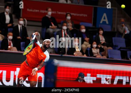 Tokio, Japan. 9. Oktober 2022. Frances TIAFOE (USA) steht im Einzel-Finale bei den Rakuten Japan Open Tennis Championships 2022 im Ariake Coliseum gegen Taylor FRITZ (USA). Das Turnier findet vom 1. Bis 9. Oktober statt. (Bild: © Rodrigo Reyes Marin/ZUMA Press Wire) Bild: ZUMA Press, Inc./Alamy Live News Stockfoto