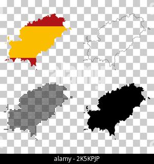 Set von Ibiza High Detail Karte Insel, spanische Region flat sign, Web-Design-Vektor-Illustration . Stock Vektor