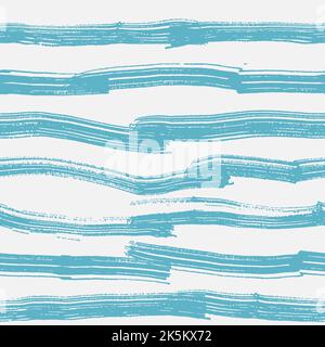 Aquarell handgezeichnete grobe Streifen Vektor nahtloses Muster. Elegantes maritimes Shirt-Textil-Design. Strukturstreifen, Linien auf weißem Hintergrund Stock Vektor