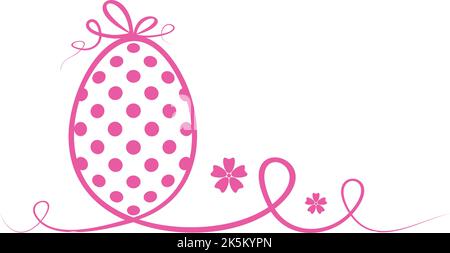 Vektor „Happy Easter Egg“. Abstrakt floriertes Ei in rosa. Weißer isolierter Hintergrund. Happy Easter Kontur Ei mit Schleifen und Blumen. Stock Vektor