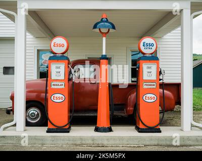 Historische Esso-Tankstelle, Jasper, New York Stockfoto