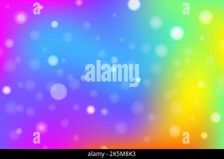 Rainbow Fantasy Hintergrund. Heller, farbenfroher Himmel mit Bokeh. Holografische wellenförmige Illustration. Vektor. Stock Vektor