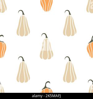 Herbst Kürbis Hintergrund Vektor Illustration. Herbst nahtloses Muster mit Gemüse. Digitalpapier für Druck, Tapete, Textil und Design Stock Vektor