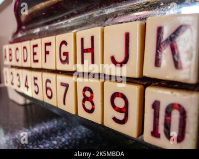 Tasten auf einer Jukebox Stockfoto