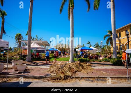 punta Gorda, FL, USA - 8. Oktober 2022: Die Innenstadt von Punta Gorda schreck auf den Straßen von dem Unbekannten Ian Stockfoto