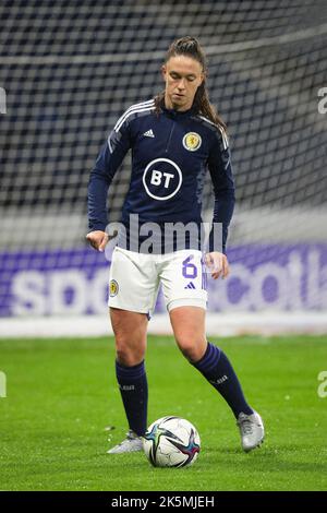 Kelly Clark, fotografiert im Hampden Park während eines Aufwärm- und Trainingseinrichtens vor dem FIFA Womens World Cup Spiel gegen Österreich Stockfoto