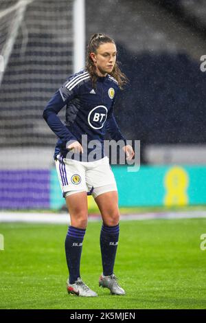 Kelly Clark, fotografiert im Hampden Park während eines Aufwärm- und Trainingseinrichtens vor dem FIFA Womens World Cup Spiel gegen Österreich Stockfoto