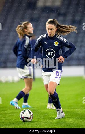 Kelly Clark, fotografiert im Hampden Park während eines Aufwärm- und Trainingseinrichtens vor dem FIFA Womens World Cup Spiel gegen Österreich Stockfoto