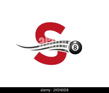 Buchstabe S Billard oder Pool-Spiel Logo-Design für Billardzimmer oder 8 Ball Pool Club Symbol Vektor-Vorlage Stock Vektor