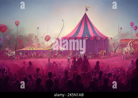 Pink Circus County Fair Festival. 3D Abbildung Stockfoto