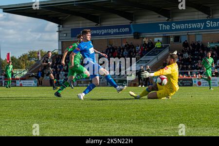 Warrington Rylands nimmt Nantwich Town bei der FA Trophy, Nantwich, Ches hire, England, am 8.. 2022. Credit Mark Percy/Alamy Stockfoto. Stockfoto