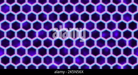 Blaues Neon-Honigkamm-Nahtloses Muster Stock Vektor