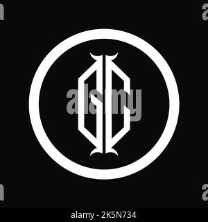 CG Logo Monogram Letter mit sechseckiger Design-Vorlage in Hornform Stockfoto