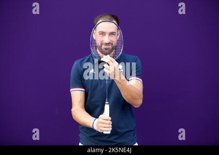 Paris, Frankreich, 8. Oktober 2022, Paralympischer Tag, Mathieu Thomas, Champion para Badminton Frankreich, François Loock/alamy Stockfoto