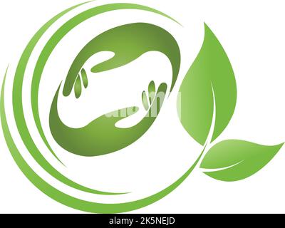 Hände, Blätter, Pflanzen, Gärtner, Wellness, Naturheilkunde, Logo Stock Vektor