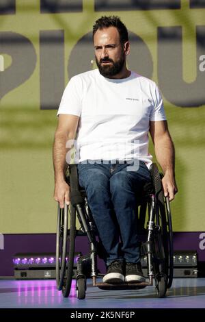 Paris, Frankreich. 8. Oktober 2022. Michaël Jeremiasz nimmt am ersten Paralympischen Tag Teil, 2 Jahre vor den Paralympischen Spielen 2024 in Paris am 8. Oktober 2022 Stockfoto