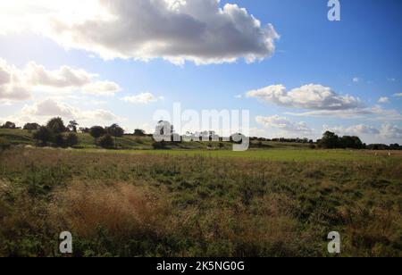 Ein Spaziergang um Hornsea Mere mit blauem Himmel East Yorkshire UK Stockfoto