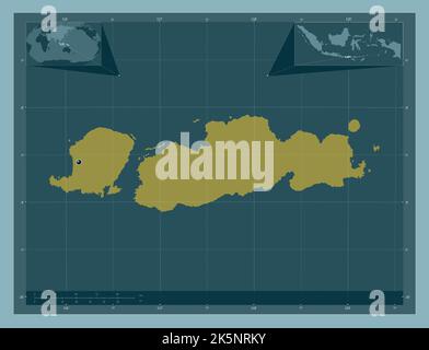 Nusa Tenggara Barat, Provinz Indonesien. Einfarbige Form. Karten für zusätzliche Eckposition Stockfoto