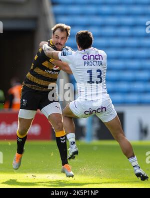 Coventry, Großbritannien. 09. Oktober 2022. Burger Odendaal von Wasps Rugby während des Spiels der Gallagher Premiership Wasps gegen Northampton Saints in der Coventry Building Society Arena, Coventry, Großbritannien, 9.. Oktober 2022 (Foto von Nick Browning/News Images) in Coventry, Großbritannien am 10/9/2022. (Foto von Nick Browning/News Images/Sipa USA) Quelle: SIPA USA/Alamy Live News Stockfoto