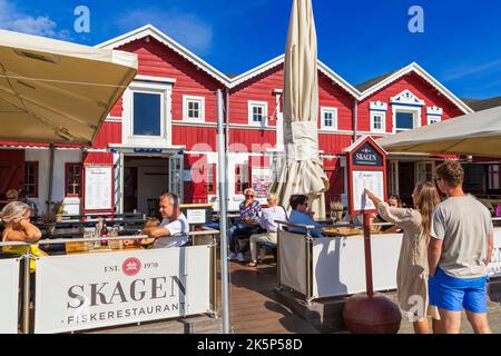 Fischrestaurant in der Marina, Skagen, Dänemark, Europa Stockfoto