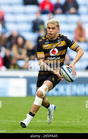 Coventry, Großbritannien. 09. Oktober 2022. Jacob Umaga von Wasps Rugby während des Spiels der Gallagher Premiership Wasps gegen Northampton Saints in der Coventry Building Society Arena, Coventry, Großbritannien, 9.. Oktober 2022 (Foto von Nick Browning/News Images) in Coventry, Großbritannien am 10/9/2022. (Foto von Nick Browning/News Images/Sipa USA) Quelle: SIPA USA/Alamy Live News Stockfoto