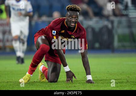 Roma, Italien. 09. Oktober 2022. Tammy Abraham von AS Roma reagiert während des Fußballspiels zwischen AS Roma und US Lecce im Olimpico-Stadion in Rom (Italien) am 9.. Oktober 2022. Foto Andrea Staccioli/Insidefoto Kredit: Insidefoto di andrea staccioli/Alamy Live News Stockfoto