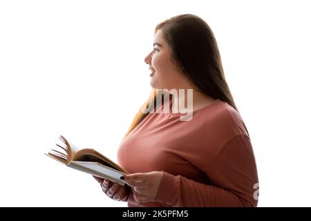 Traumfrau Buch Leser Übergewicht Frau Roman Stockfoto