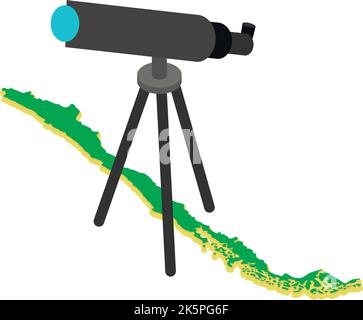 Isometrischer Vektor des Observatoriums von Lissabon. Astronomisches Teleskop auf Stativ-Symbol. Portugal Attraktion, Tourismus Stock Vektor