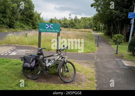 Der Start der Rad- und Wanderroute des Great Glen Way in Fort William, Schottland Stockfoto
