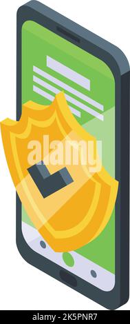 Isometrischer Vektor des Symbols für gesichertes Telefon. Datensicherheit. Sicherer Schutz Stock Vektor