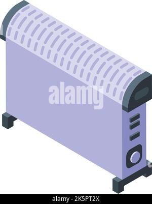 Isometrischer Vektor des Symbols für die Luftheizung. Raumheizkörper. Wandinnenraum Stock Vektor