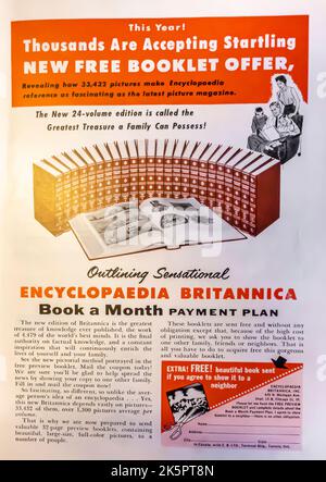 Encyclopaedia Britannica Werbung in der Zeitschrift NatGeo, 1954 Stockfoto