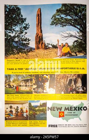 New Mexico Reisetourismuswerbung im NatGeo Magazin, 1954 - Cleopatra's Needle Stockfoto