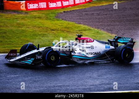 Suzuka, Japan. 09. Oktober 2022. SUZUKA, JAPAN, 07.10.2022; #63, GEORGE RUSSEL, GBR, Mercedes AMG F1 Team, Mercedes-AMG F1 W13 E Performance beim Großen Preis von Japan F1 auf dem Suzuka Circuit am 7. Oktober 2022 in Suzuka, Quelle: SPP Sport Pressefoto. /Alamy Live News Stockfoto