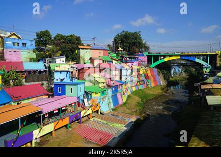 Kampung Tridi, Rainbow Village in Malang, Ost-Java, Indonesien Stockfoto