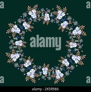 Runder Rahmen aus Vintage-Blumen Stock Vektor