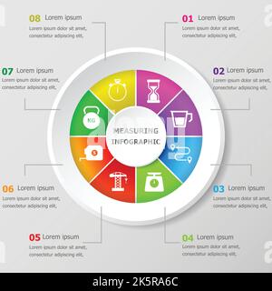 Infografik Design-Vorlage mit Messsymbolen, Stock-Vektor Stock Vektor