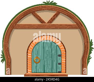 Hobbit Haus isoliert auf weißem Hintergrund Illustration Stock Vektor