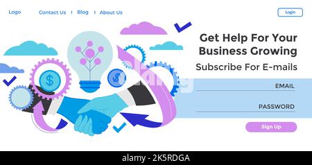 Holen Sie sich Hilfe für Ihr wachsendes Unternehmen Subscribe Web Stock Vektor