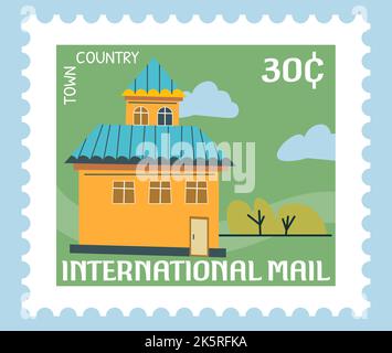 Internationale Post, Land Stadt Poststempel oder Karte Stock Vektor