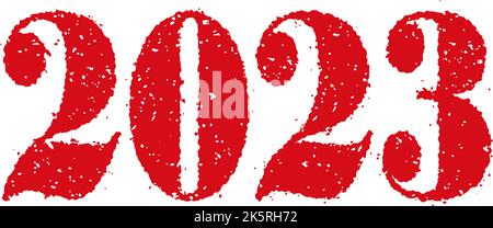 2023 Neujahr Gummistempel Illustration (für die Grußworte des neuen Jahres) Stock Vektor