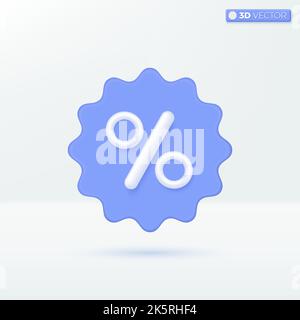 Symbole für das Preisschild der Werbeaktion. Shopping, Sonderangebot Prozent Rabatt Verkaufskonzept. 3D Vektor isoliertes Illustrationsdesign. Cartoon Pastell Minima Stock Vektor
