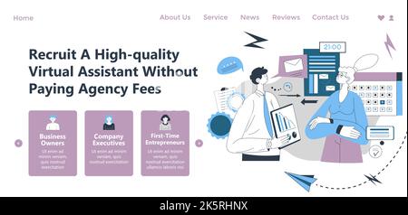 Rekrutieren Sie einen virtuellen Assistenten, ohne Gebühren zu bezahlen Stock Vektor