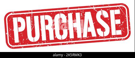 KAUFTEXT auf rotem grungy Stempelschild geschrieben. Stockfoto