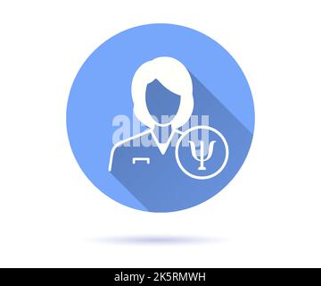 Symbol für Psychotherapeuten. Einfache Illustration mit langem Schatten für Grafik- und Webdesign. Stock Vektor